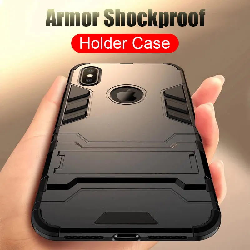 

ZNP Luxury Shockproof Stand Phone Case For iPhone 6 6s 7 8 Plus X Full Cover Case For iPhone X XR XS Max 6 7 8 X Holder Cases