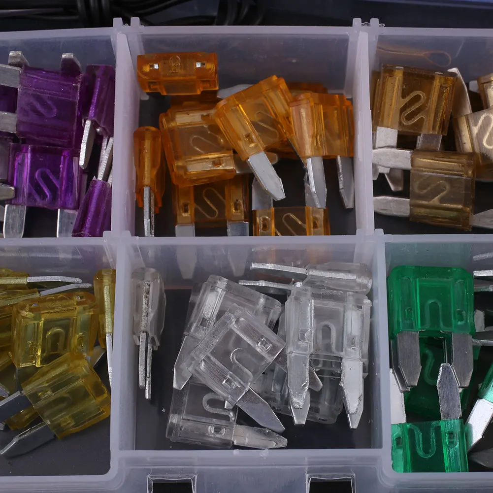 Blade Fuse Set Fuse Assortment Premium Quality Blade Fuse Car Accessories Replacement Parts 100pcs with Electroprobe Multicolor