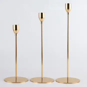 

1 Pcs/ Set European Metal Candle Holder Simple Golden Wedding Decoration Bar Party Living Room Decoration Home Decoration