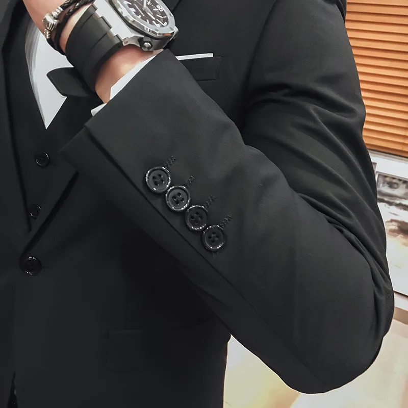 Suit Men Three-piece Set Groom Clothing Marriage Formal Dress Men's Suit Set Slim Fit Korean-style Formal Wear Autumn Suit Men Three-piece Set Groom Clothing Marriage Formal Dress Men's Suit Set Slim Fit Korean-style Formal Wear Autumn