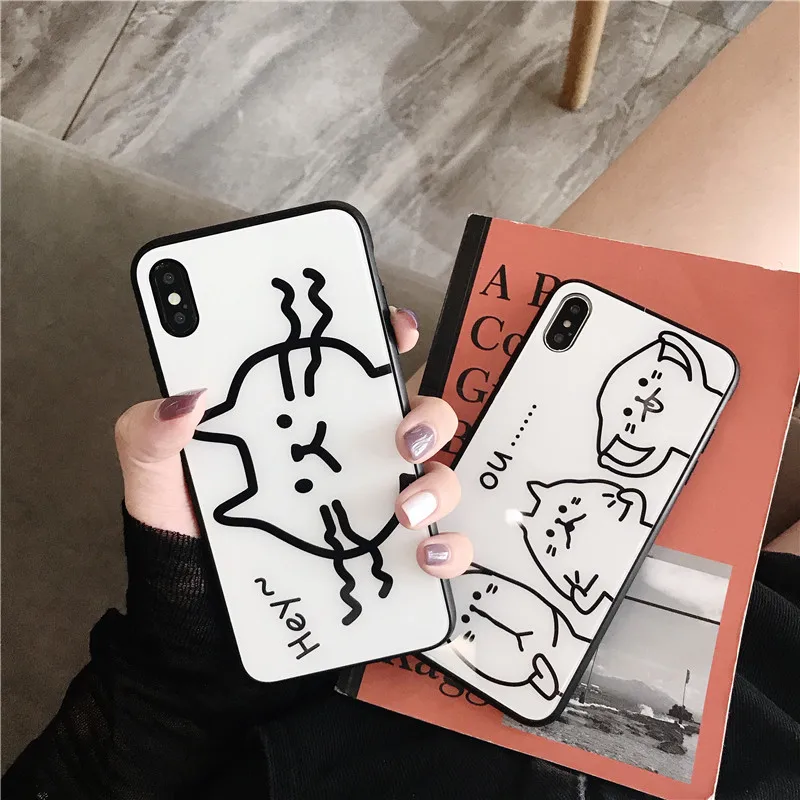 HYH iphone стеклянный чехол Wacky cat узор антидетонационный плотный для Apple 6 7 8 plus x xs xr max |