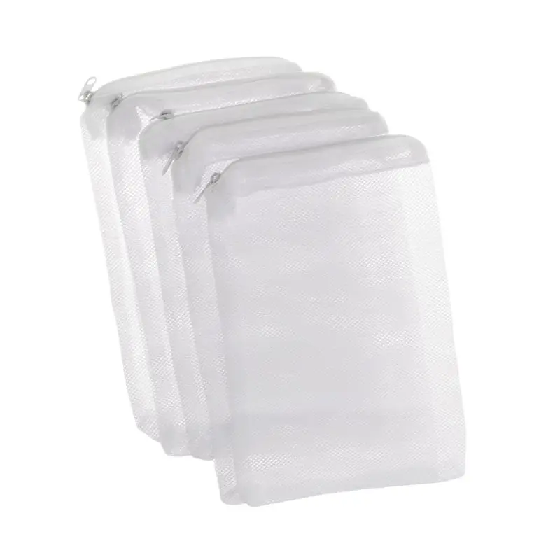 

5 Pcs/Set Aquarium Filter Bag Fish Tank Mesh Bag Zipper Net Pond For Bio Ball Active Carbon Isolation Storage 5 Sizes