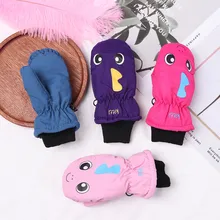 Детские милые Мультяшные перчатки, зимние теплые перчатки для мальчиков и девочек, лыжные ветрозащитные водонепроницаемые плотные теплые варежки с длинными рукавами