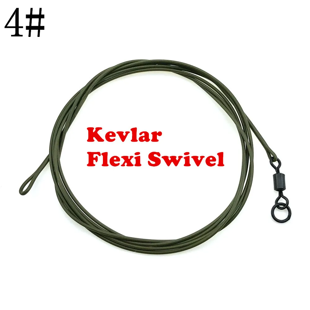 1 м рыболовная леска для ловли карпа, свинцовая леска, плетеная/фторуглеродная/нейлоновая с спиннером QC, поворотная свинцовая линия для ловли карпа - Цвет: Kevlar   Ring swivel