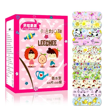 

100PCs Waterproof Breathable Cute Cartoon Band Aid Hemostasis Adhesive Bandages First Aid Emergency Kit For Kids Children