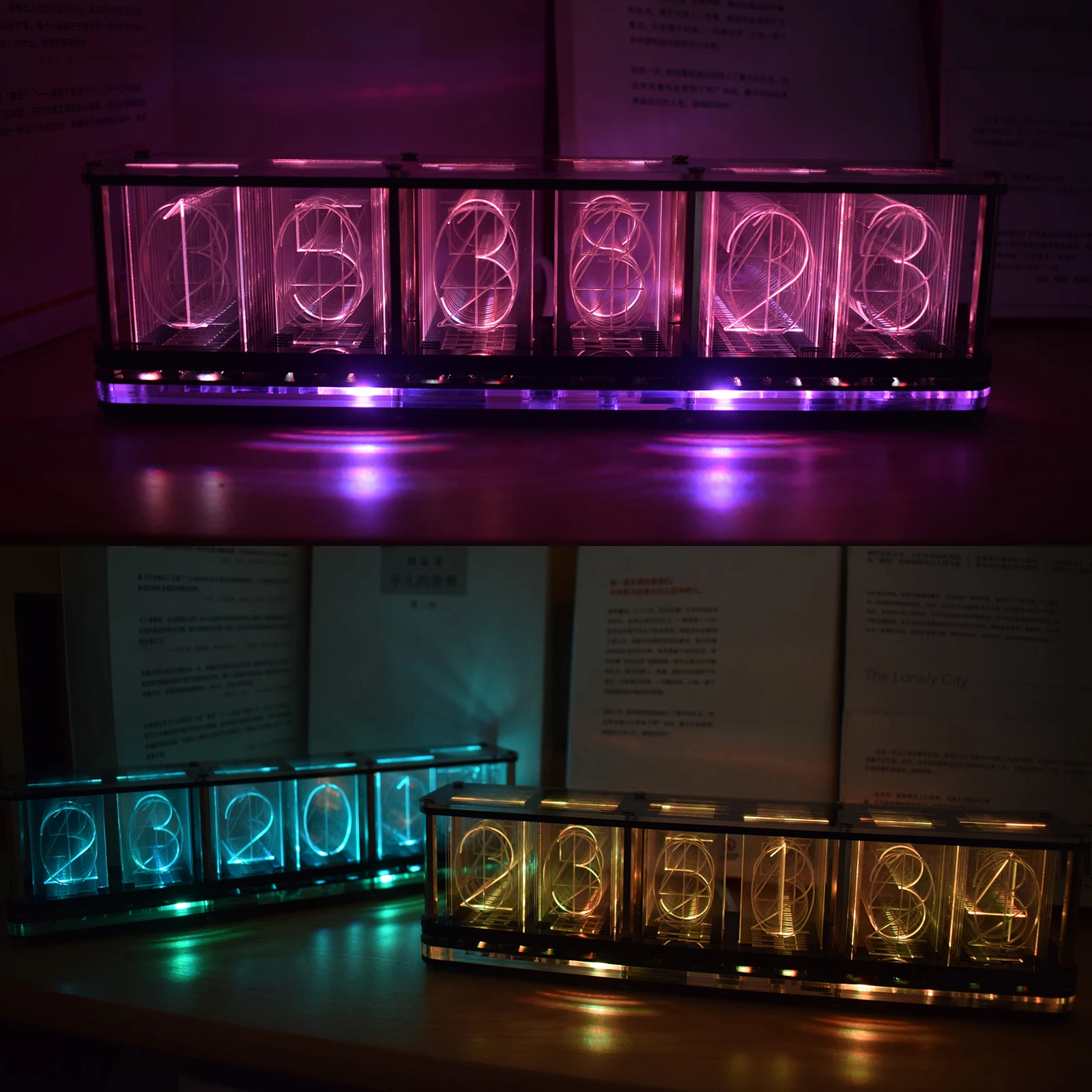 DIY Full-Color RGB Glow Tube Clock DS3231 Electronic Desktop Clock Kit Home  Decoration Gift With LED Music Spectrum Function