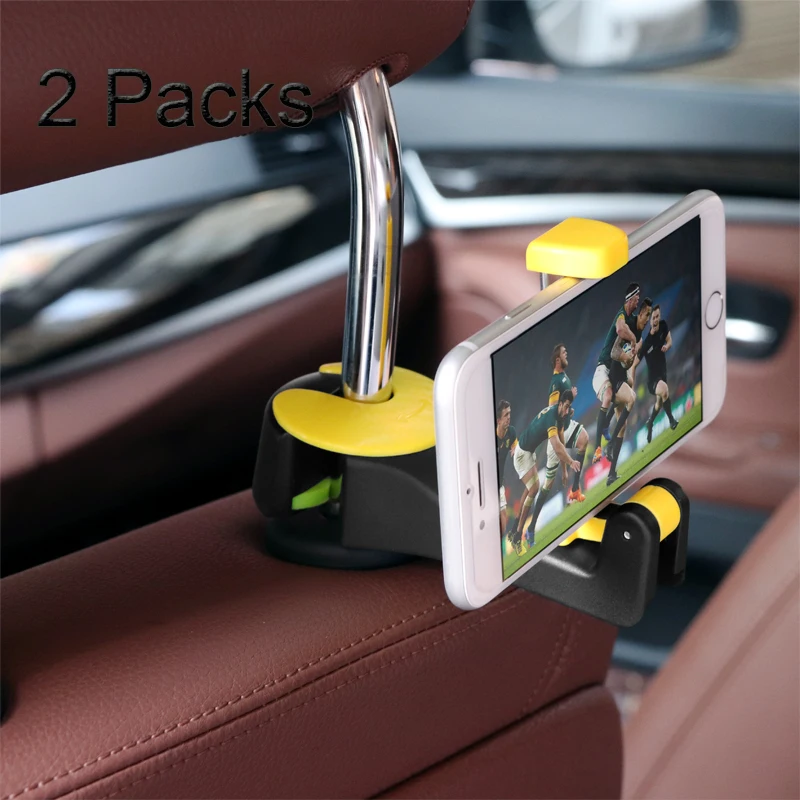 

2 Packs Car Headrest Hook Car Phone Holder Seat Back Hanger for Cloth Foldable Clip Bag Handbag Purse Grocerys Organizer Bag