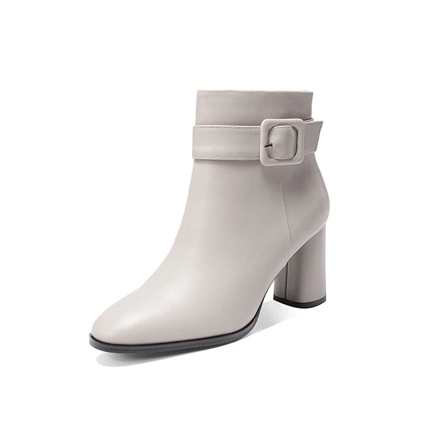 SOPHITINA/Специальные женские ботинки с пряжкой; удобная обувь из высококачественной натуральной кожи на квадратном каблуке; Лидер продаж; Новые ботильоны; PO249 - Цвет: Creamy-white