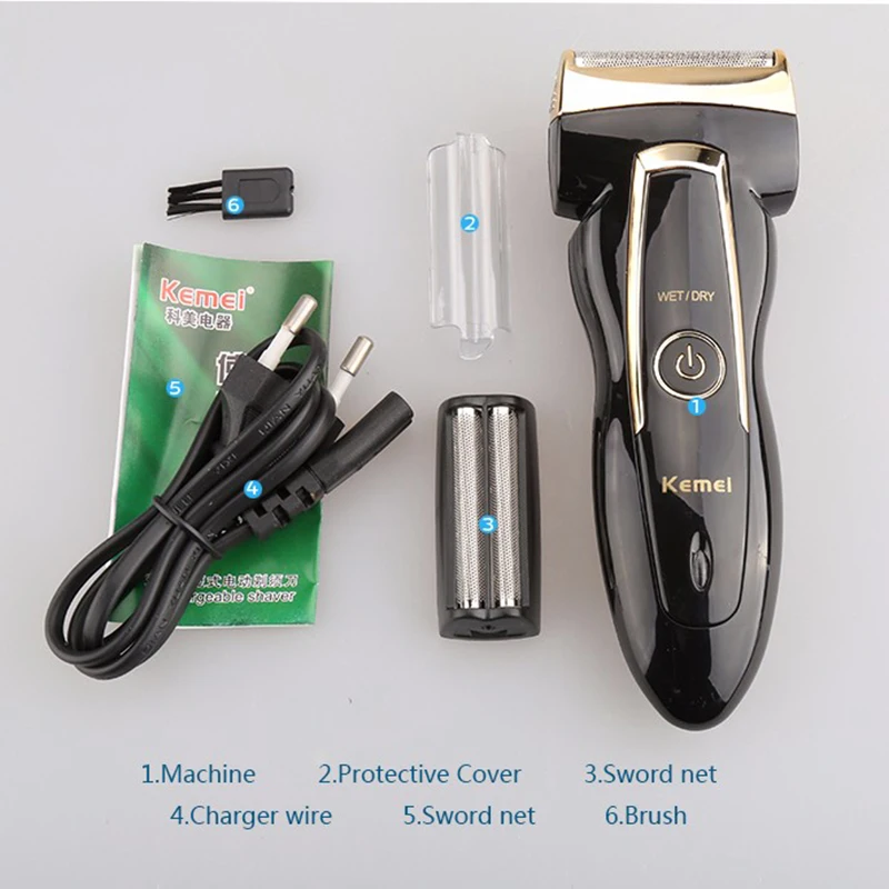 Kemei 2 Heads Electric Rechargeable Reciprocate Man Shaver Twin Blade Electric Shaving Razors Face Care