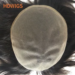 Full Lace Men Toupee 100% Natural Human Hair Wig Straight Wave Indian Remy Hair Replacement System Natural Color Hairpiece 130%