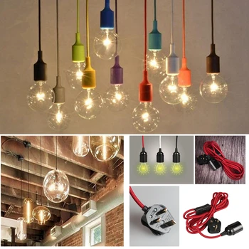 

Pendant Light Fitting with Plug-in 2/3/4 M Fabric Cable Pendant Light Kit with E27 Multi Colors UK /British Specification Plug