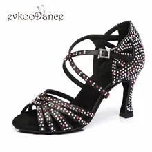 Evkoo/Обувь для танцев на каблуке высотой 8,5 см; Zapatos De Baile; размеры США 4-12; красная обувь со стразами; профессиональная обувь для танцев для женщин; Evkoo-556