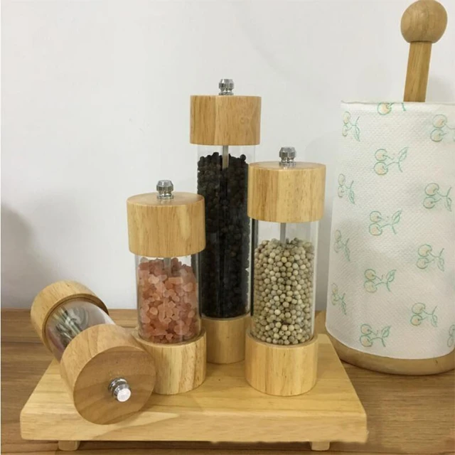 KKC HOME ACCENTS Wooden Salt and Pepper Grinder Set 6 inch,Salt