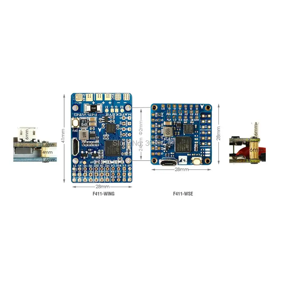 Matek Mateksys F411-WSE компактный Контроллер полета и BEC 5V Выход Встроенный 2-6S ESC 78A ток Senor для iNAV RC Дрон крыло