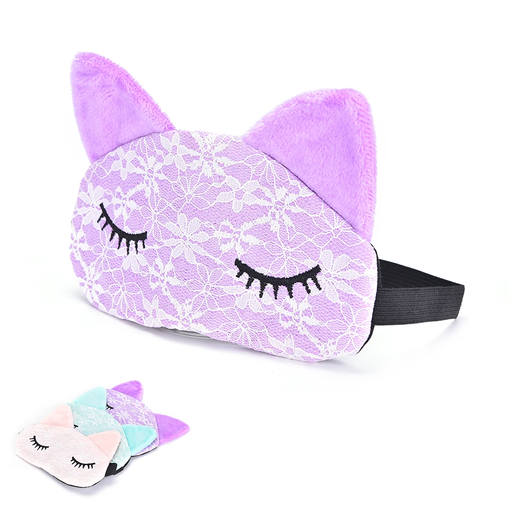 New Cartoon Lace Eyeshade Sleeping Mask Cover Eye Eyepatch Blindfolds To Shield The Light Cute Cat Eyeshade Sleeping Care Tool