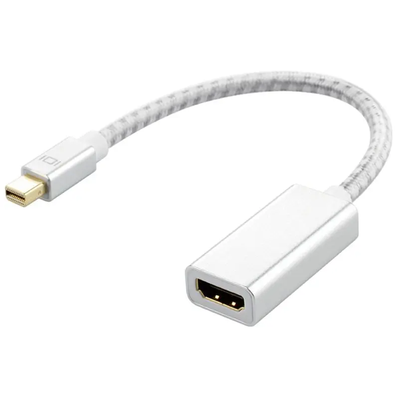 FULL-Mini DisplayPort-HDMI адаптер [Super Slim, алюминиевый корпус, Thunderbolt-HDMI адаптер серебристо-белый