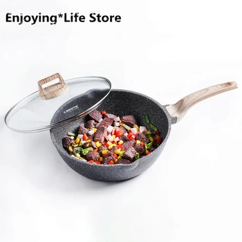 

24-32cm Maifan Stone Non-stick Wok Pan Frying Pan Cooking Pot Household Wok Induction Cooker Gas Stove Universal Cookware