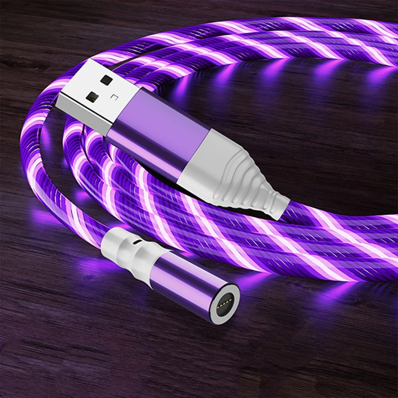 

Flowing Light 3A Magnetic Cable Quick charge Micro USB Charger Type C Fast Charging For iPhone 7 Samsung S8 data transmission