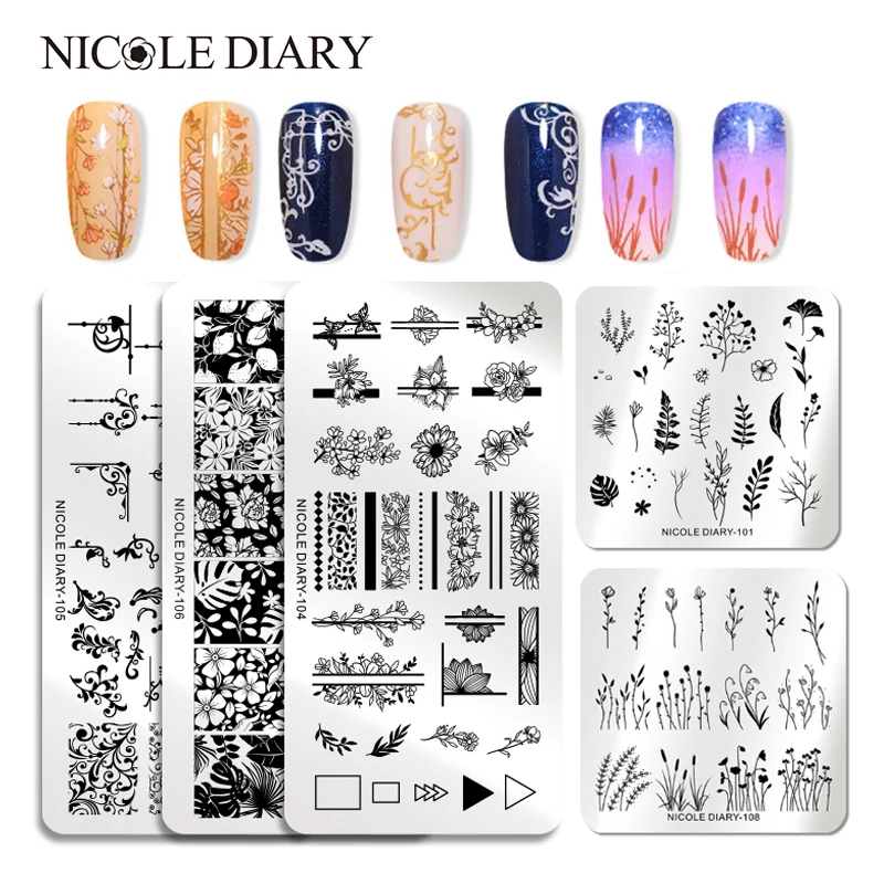 NICOLE DIARY печатная пластина для стемпинга ногтей трафаретные гвозди|Шаблоны