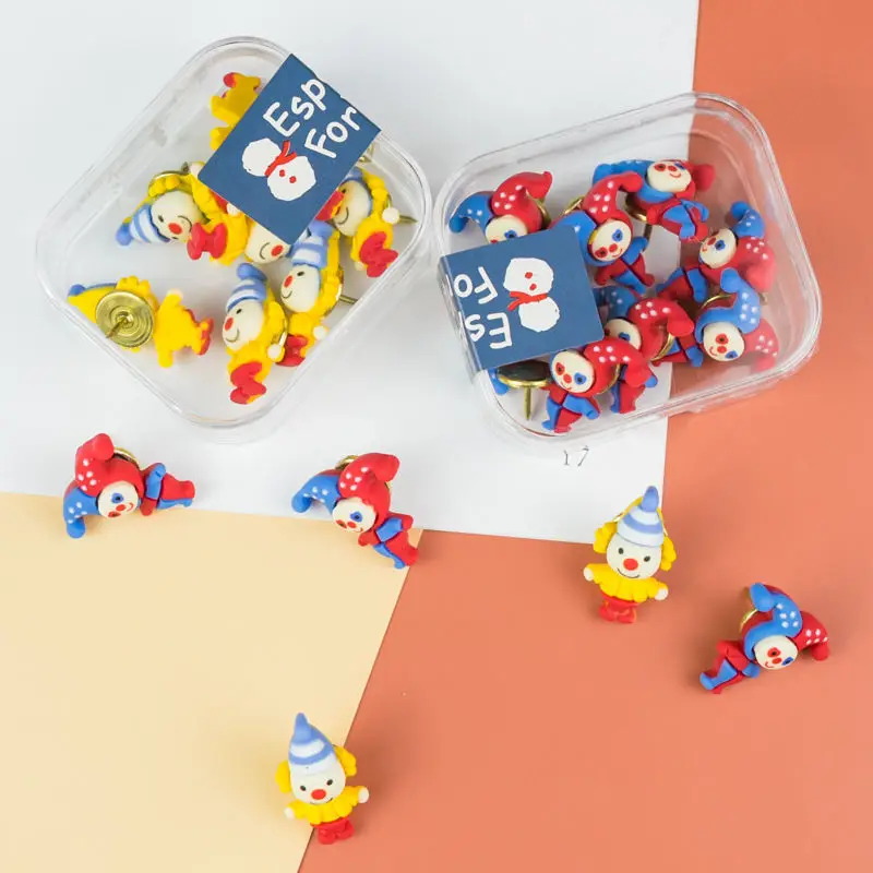 

10 pcs/lot Joker Thumbtacks Push Pins Map Pin Clown Pushpin Stationery Buttons Pins Office School Supplies