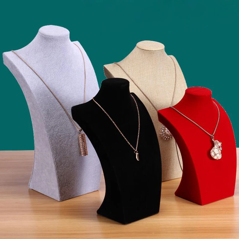 Velvet Necklace Pendant Display Bust Mannequin Jewelry Display Stand 21*16cm 