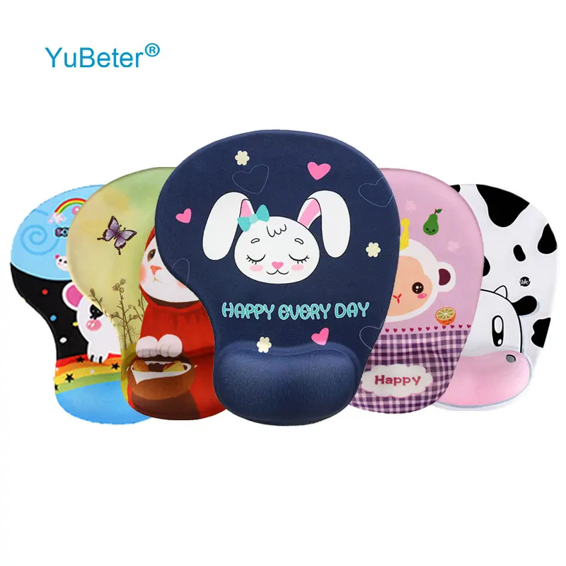 YuBeter Thicken Anime 3D Mouse Pad With Wrist Rest Anti Slip Soft Silicone Cute Cartoon Cow Cat Mice Mat for Gaming PC Laptop