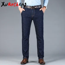 Xuan sheng Модальные Мужские джинсы стрейч хлопок Мягкий прямой бренд синий черный уличный костюм классические модные длинные брюки джинсы