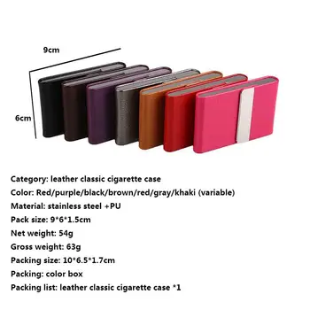 

Cigarette Case Leather Box PU Metal Classical Tool Cigarettes Cigarette Box Tobacco Smoking Card Cigar Lighters