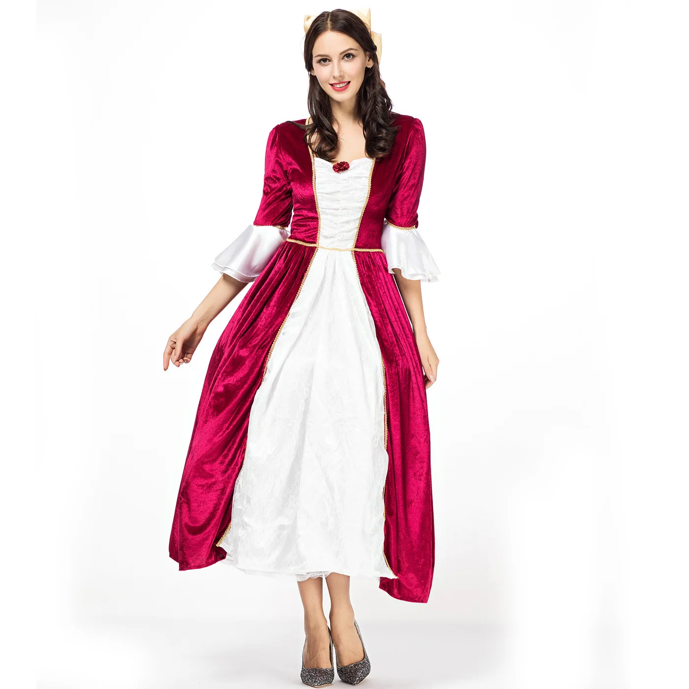 

Deluxe Women Medieval Royal Court Queen Costume Halloween Carnival Adult Performance Cosplay Clothing