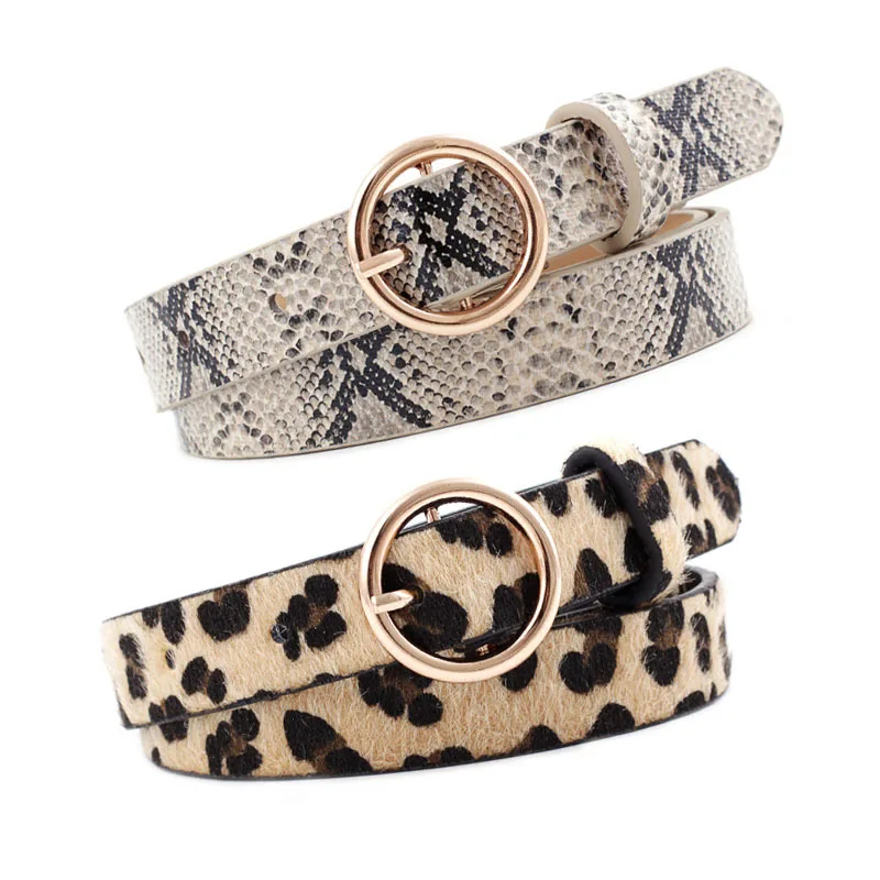 

Women PU Leather Belts Leopard Print Snake Pattern Pin Buckle High Quality Designer Female Waist Belt Retro Trouser Decorative