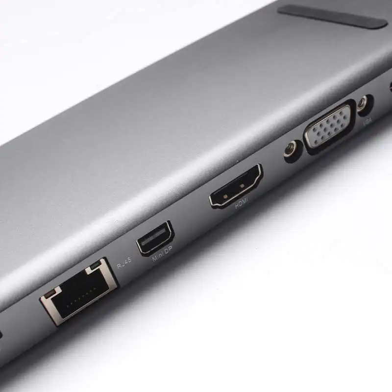 ULT-BEST 10-в-1 3Usb Порты и разъёмы Тип-C концентратор USB док-станция для Поддержка 3,5 мм аудио 4K x 2K Hdmi Vga Rj45 Lan порт Gigabit Sd/Tf кард-ридер мини