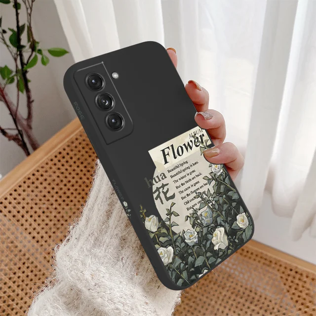 Oil Painting Roses Silicone Case For Samsung Galaxy S21 S20 FE S10 S9 Ultra Plus S10e Note 20 ultra 10 9 Plus Phone Back Cover Black