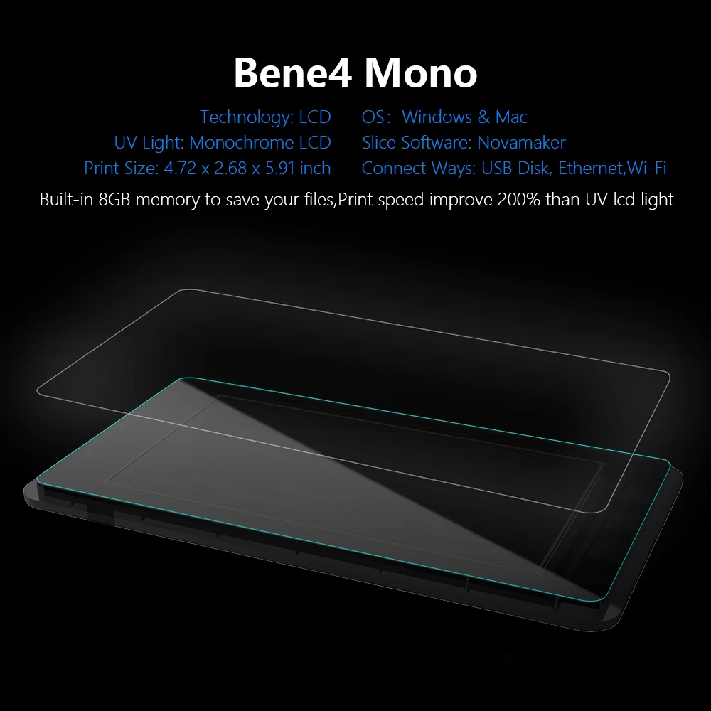 NOVA3D 3D принтер Bene4 моно экран УФ фотоотверждение LCD DLP SLA печать 2K Монохромный более