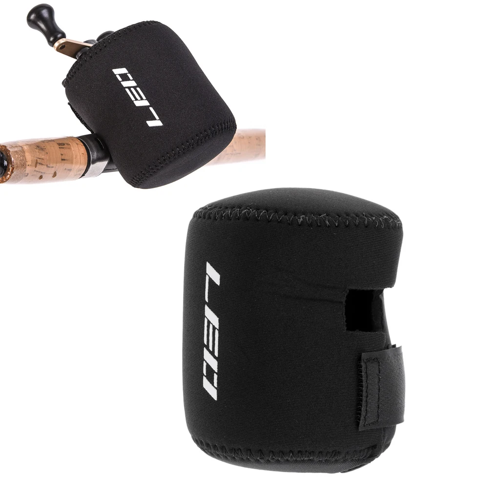 Fishing Drum Reel Cover Bag Neoprene Pouch Casting Drum Reel Bag Loop Fasteners Reel Cover Black