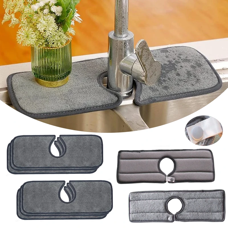 New Kitchen Sink Splash Mat With Buttons Faucet Counter Absorbent Mat