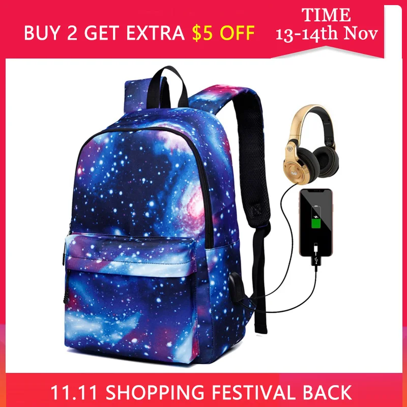 Buy Women School Backpacks USB Charging Canvas Backpack School Bags for Teenagers Boy Girls Large Capacity Travel Backpack Men Bags