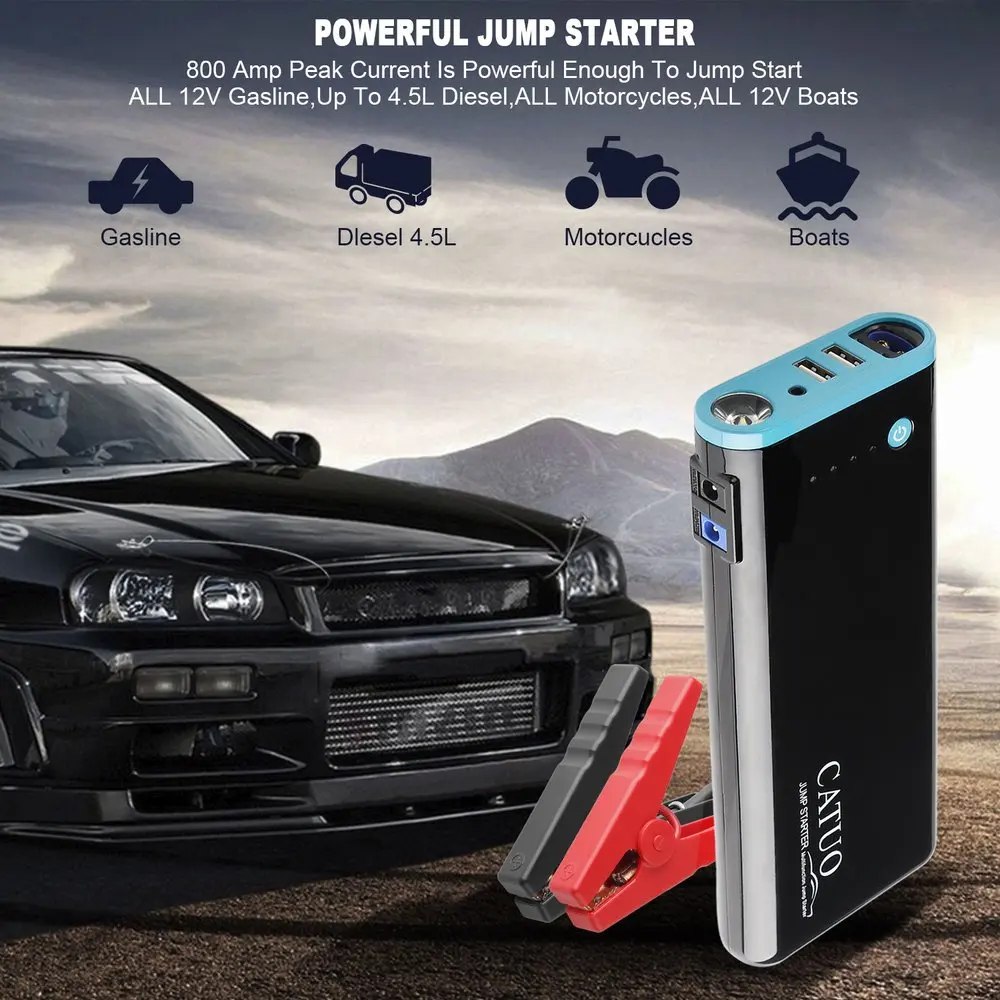 CATUO 20000 мАч портативный автомобильный стартер с зарядным устройством USB светодиодный фонарик для грузовика моторной лодки