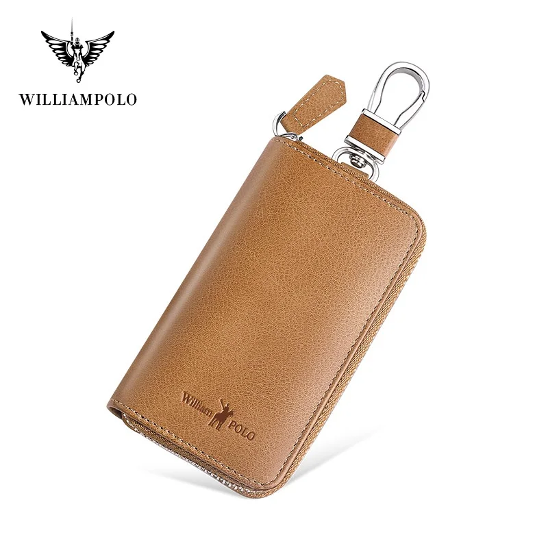 

WILLIAMPOLO Genuine Leather Key case leather men's multifunctional key chain Vintage capacity universal car key storage