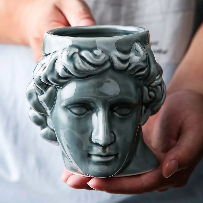 Европейская кофейная кружка Macho cup креативная водная чашка греческий Apollo head молочная чашка 3D Давид скульптура чашка офисная новинка подарок CL190320 - Цвет: green