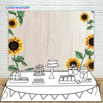 

Sunflower Backdrops for Photoshoot Rustic Whit Wood Background Child Baby Shower Birthday Party Banner for Picture Photo Studio