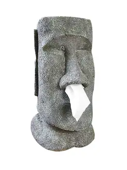 

MOAI Easter Island Stone Face Portrait Tissue Storage Box Snot Type Paper Napkin Container Holder Retro Home Organization Case
