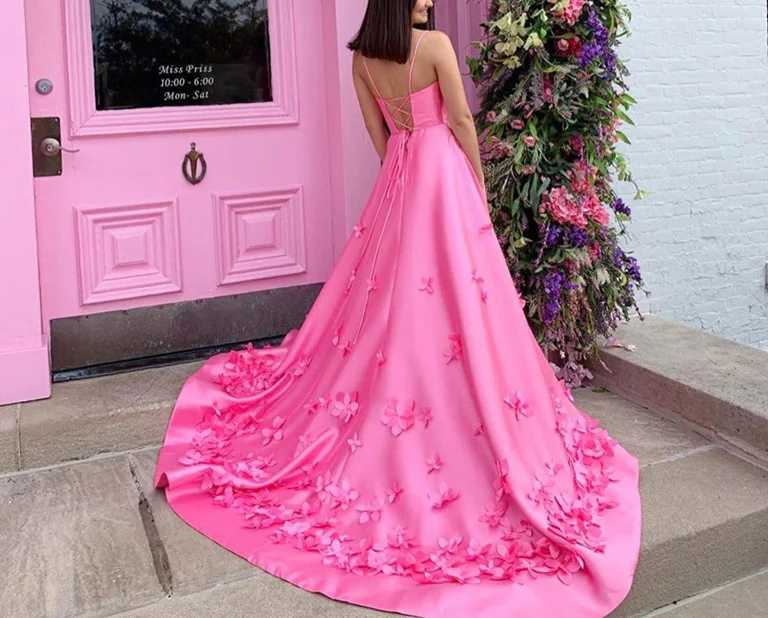 ТРАПЕЦИЕВИДНОЕ платье для выпускного вечера с карманами, Vestidos De Gala, атласное платье с аппликацией в виде бабочки, вечерние платья, Robe De Soiree