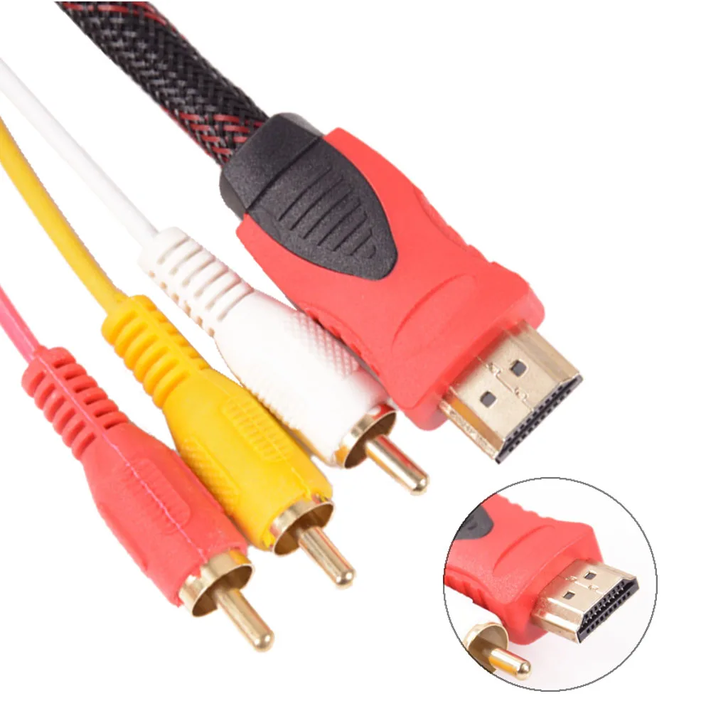 HDMI к RCA кабель HDMI штекер к 3RCA композитный AV штекер 1,5 м соединительный кабель-адаптер Шнур передатчик без преобразования сигнала