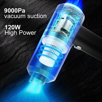 Alternative view of 9000pa Car Vacuum Cleaner Mini Gun style Cleaner Cordless 120W Handheld Portable Vacuum Cleaner For Auto Interior Home appliance