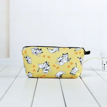 

Cosmetic organizer bag make up Flowers 3D printing Cosmetic Bag Fashion Women Brand makeup bag Animal dog zipper yellow Casual