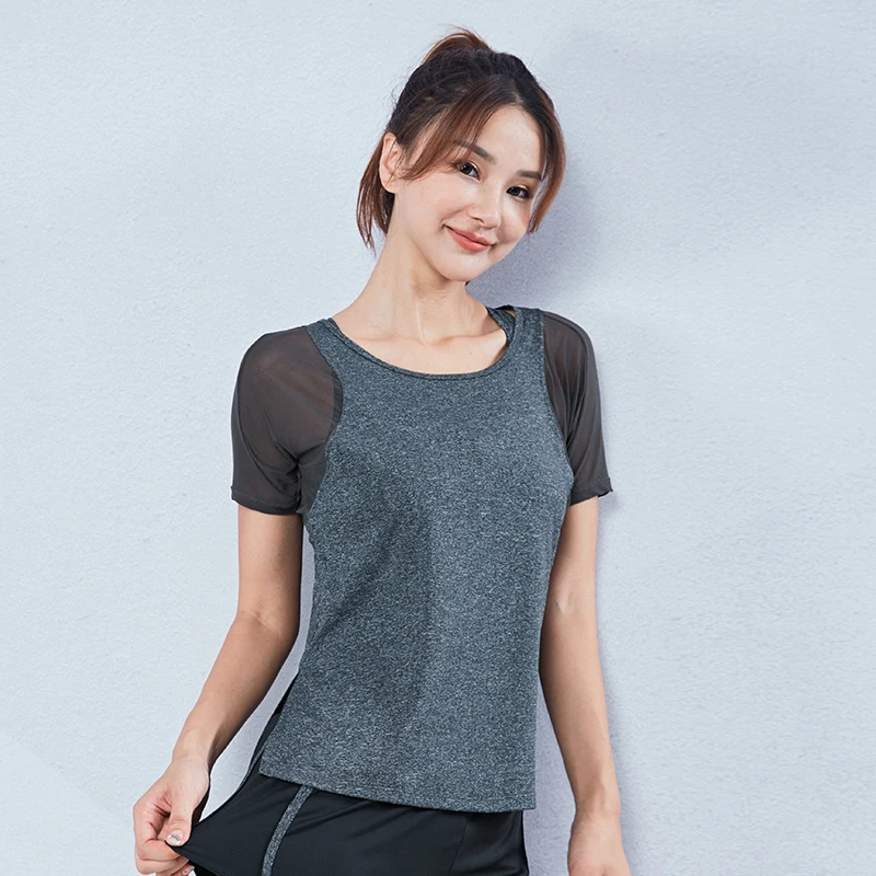 Brand 2020 Women Mesh Sports Tops Short Sleeve Yoga Shirts Loose Running Fitness T-shirts Summer Quick Dry