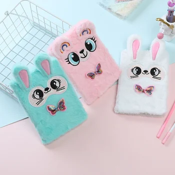 

Plush Cartoon Bunny Cute Diary Book Notebook Notepad Paper Planner Agenda Book Time Management School Supplies Stationery Gift