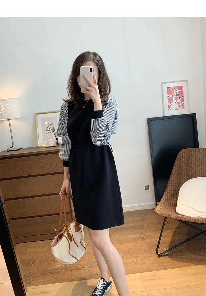 Big Size 3XL Dress Women Vintage Chic Ulzzang Simple Patchwork Long Sleeve Ladies Fashion Spring Loose Chic Lovely Girls Vestido blazer dress