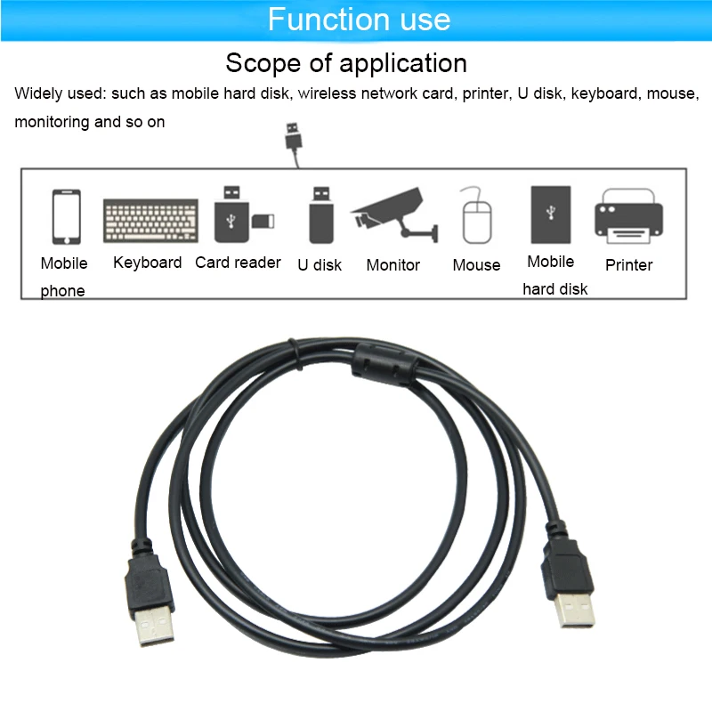 USB 2.0 Male to Male Data Cable Cord USB2.0 Extension Data Cable USB 2.0 Type A Male to USB Male Adapter 1.5m 3m 5m