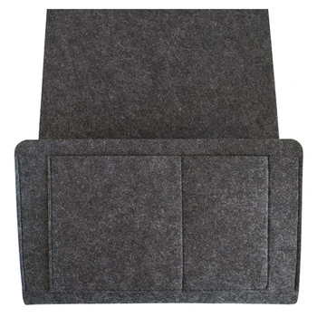 

LBER Grey Bed Storage Pockets Felt Bedside Hanging Storage Organizer Holder With 2 Inner Pockets For Bed Table Sofa